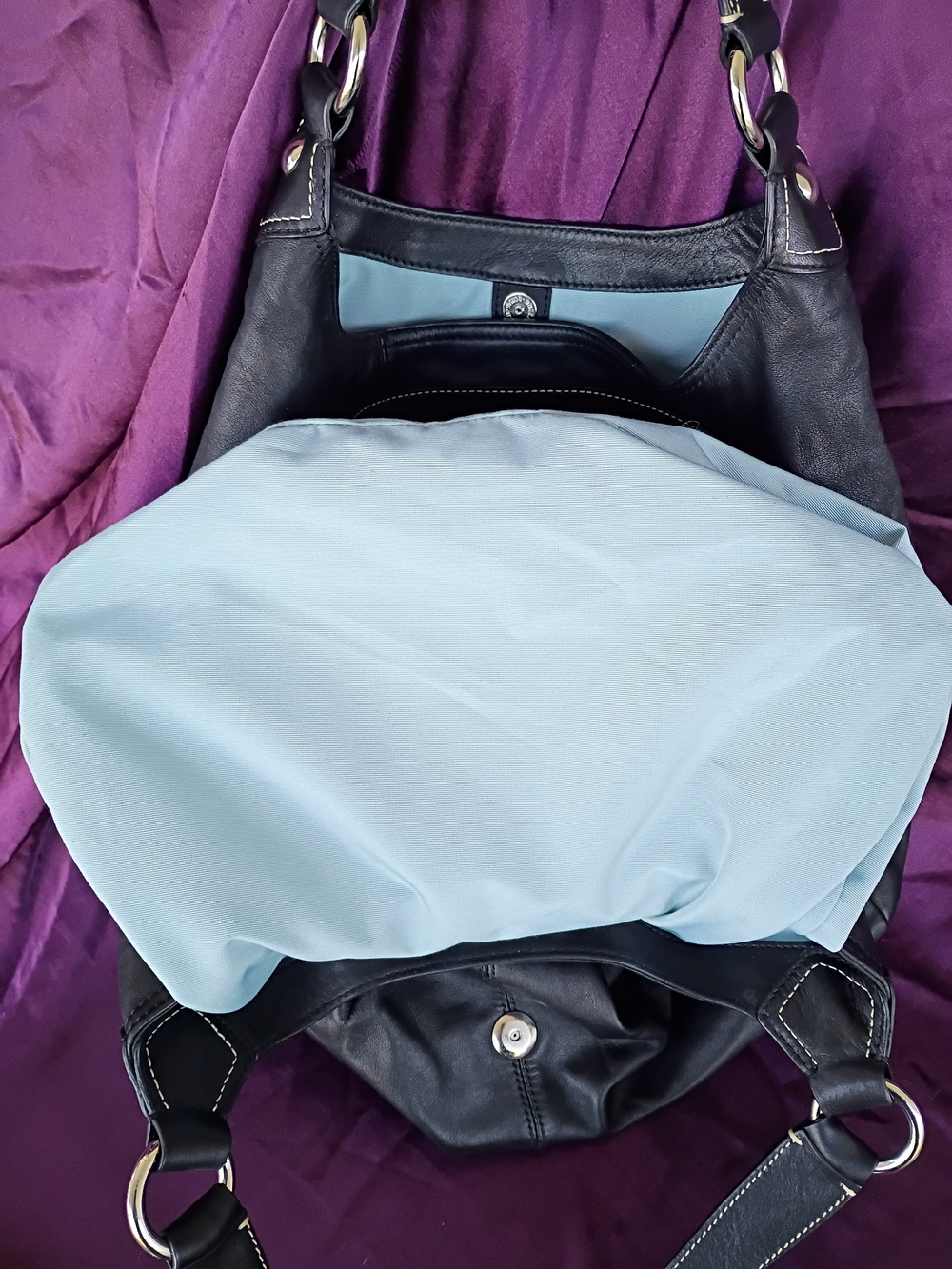 Coach Lynn Hobo Black Leather Shoulder Bag with Silver Buckle - Picture 11 of 11